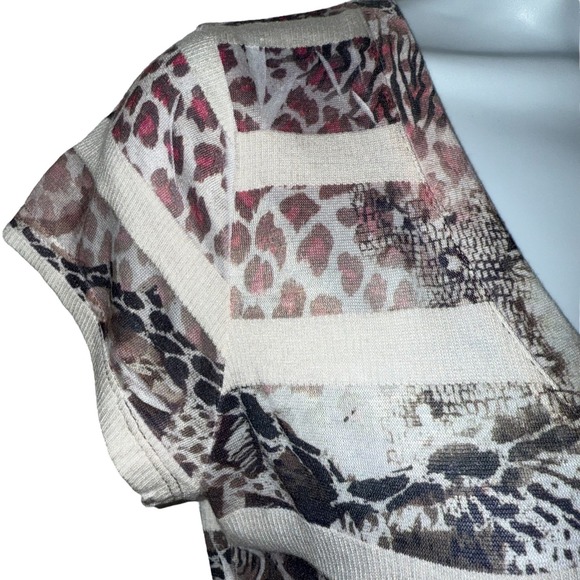 CACHE V Neck Animal Print With Stripes Cap Sleeve Top EUC Medium - Picture 5 of 8